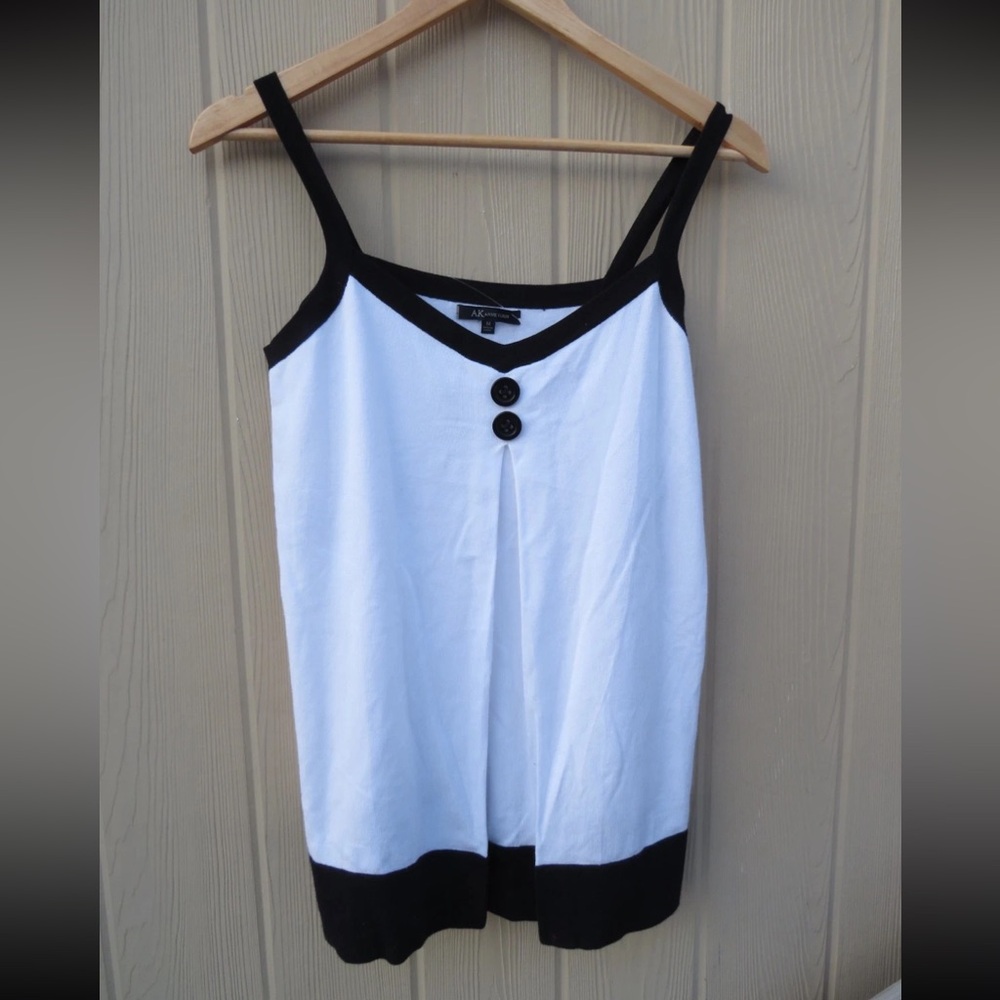 M Anne Klein Black and White Camisole with Button Detail